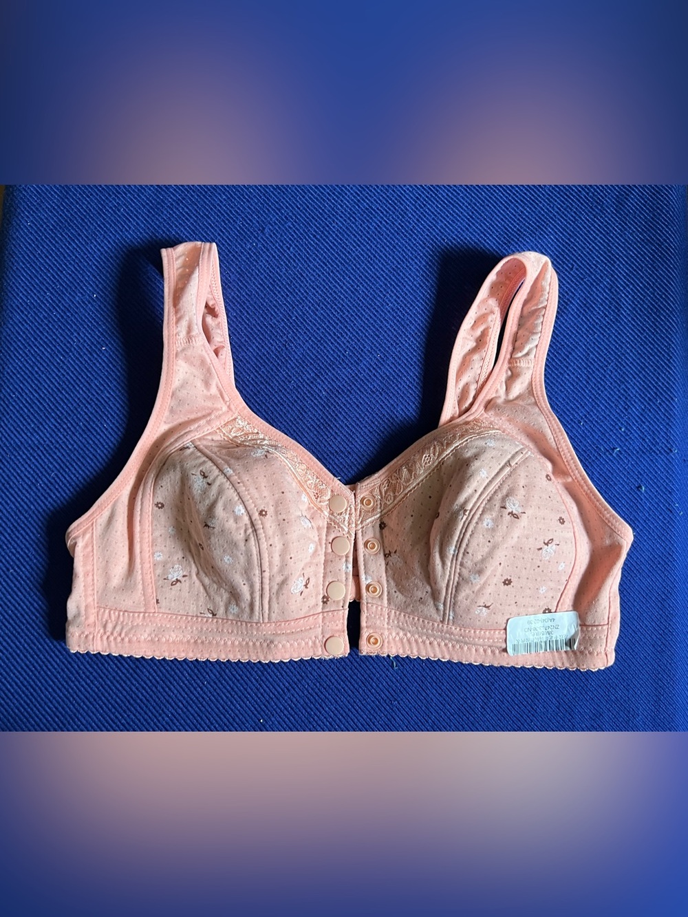 Front Closure Wireless Bra Comfort Full Coverage Wide Straps Pink Floral